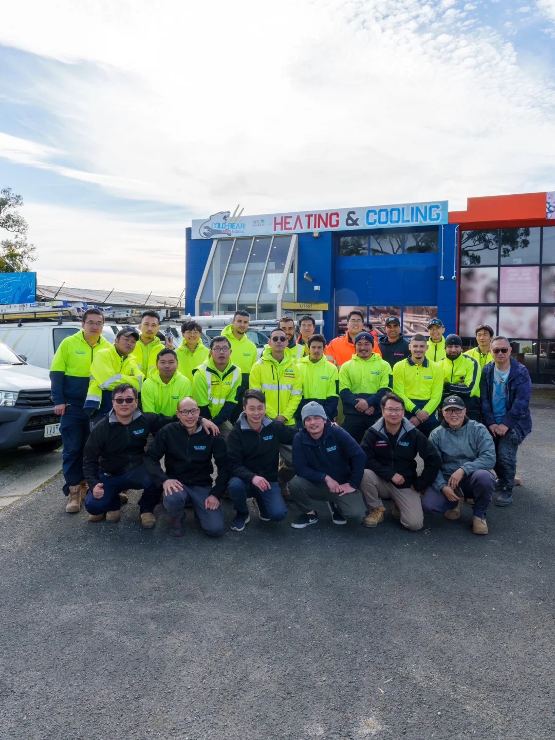 The Cold Bear Heating & Cooling team outside the Ferntree Gully shop