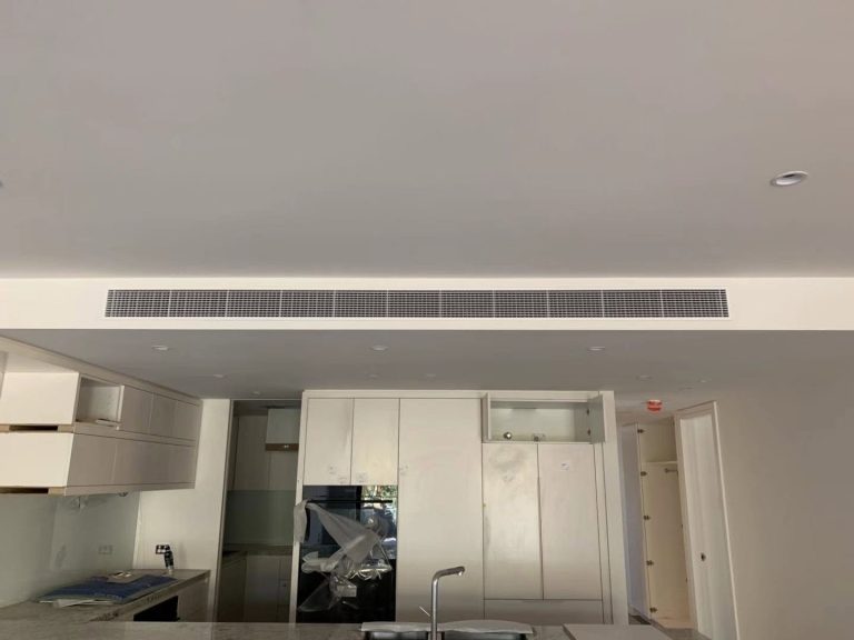 Concealed ducted air conditioning with a flush linear slot diffuser in a designer Melbourne home