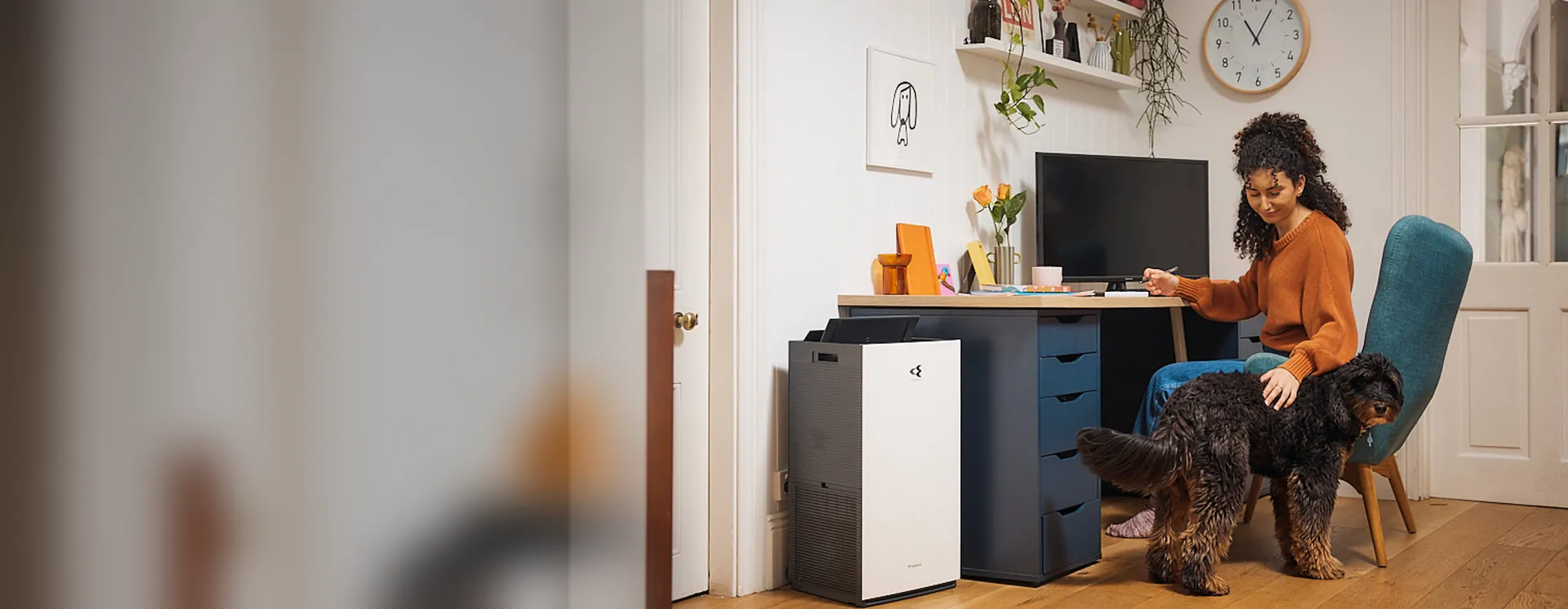 Daikin MCB80 air purifier in a home office