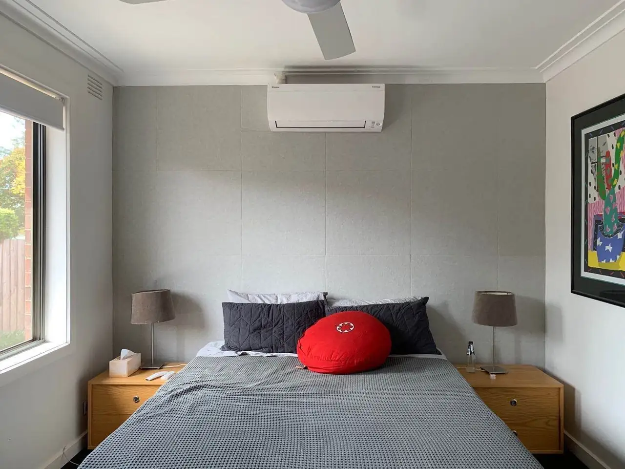 Split system air conditioner installed in a Melbourne bedroom
